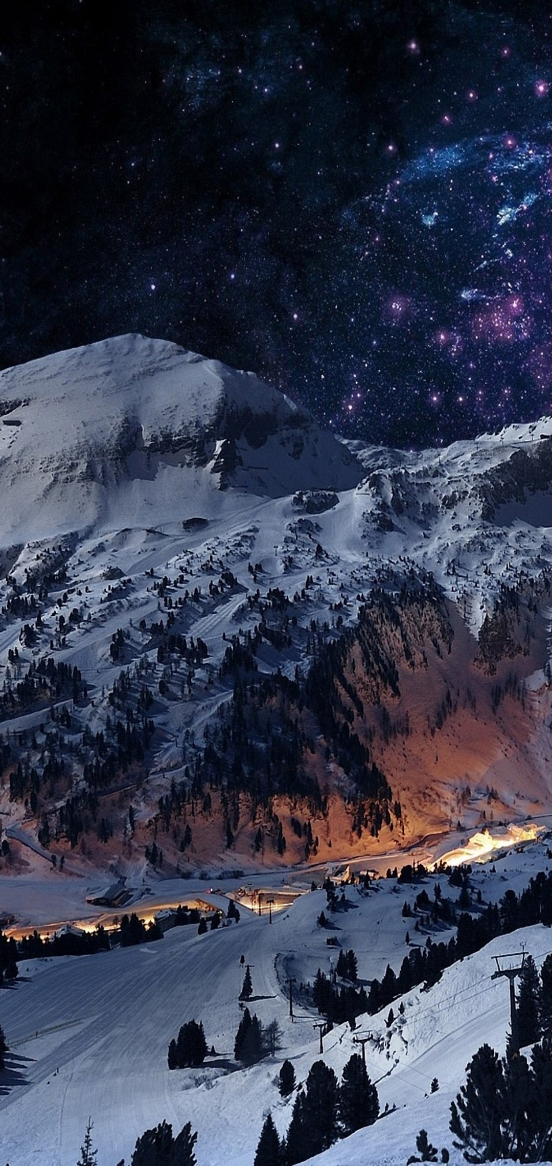 綺麗な宇宙 荘厳な雪山 Aquos Sense4 Basic Androidスマホ壁紙 待ち受け スマラン