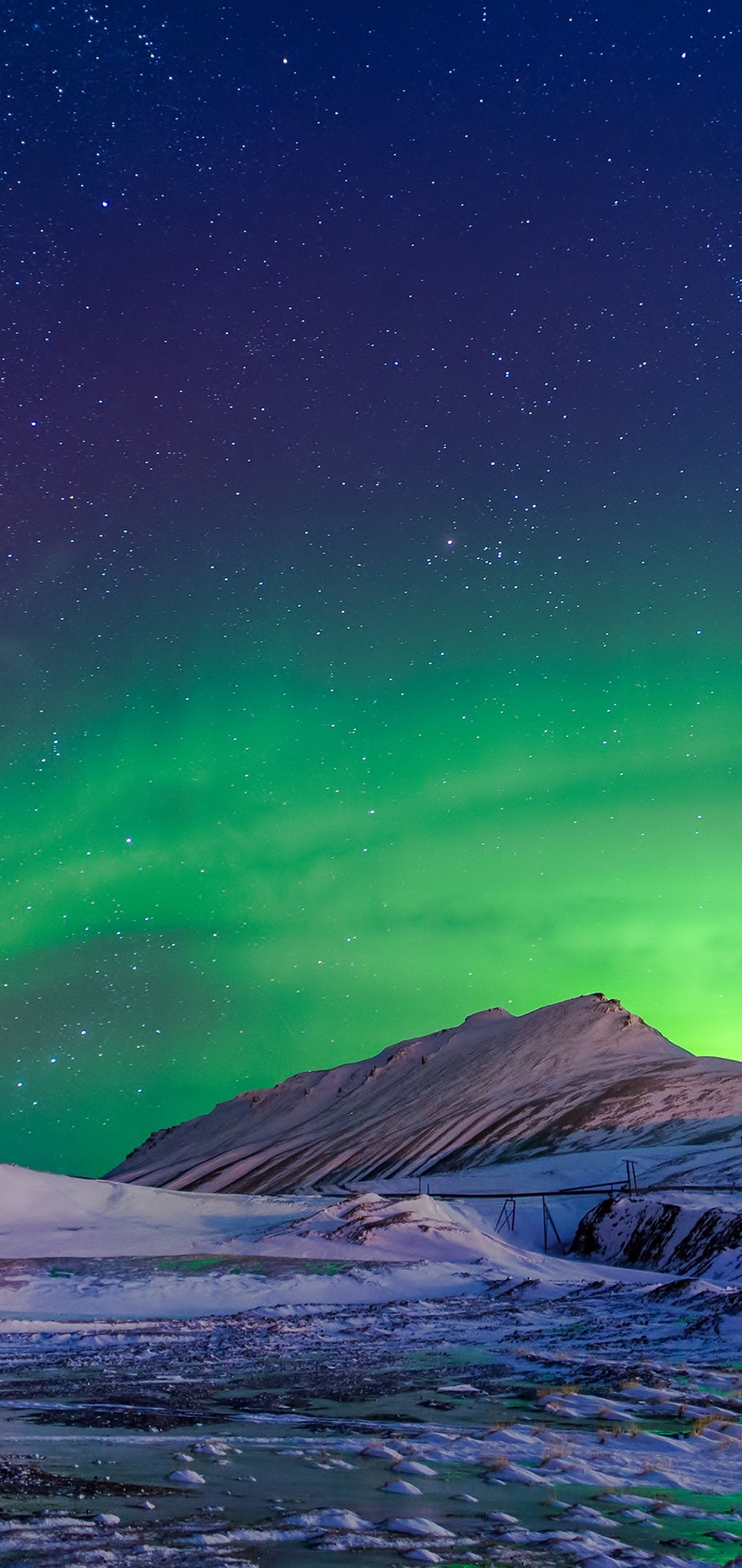 無数の星空 緑のオーロラ 南極 Oppo R15 Pro Androidスマホ壁紙 待ち受け スマラン
