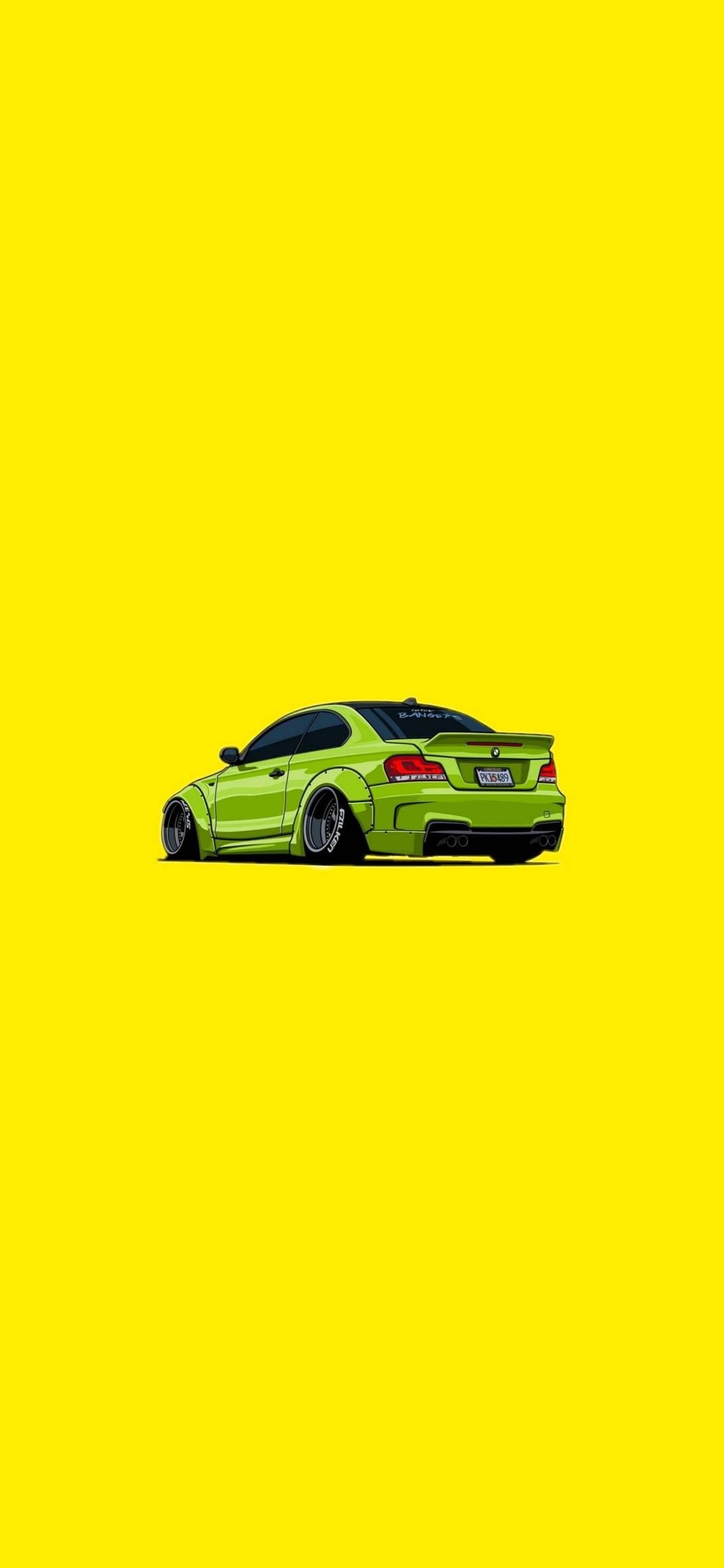 緑の車 黄色の背景 Iphone 12 Mini スマホ壁紙 待ち受け スマラン