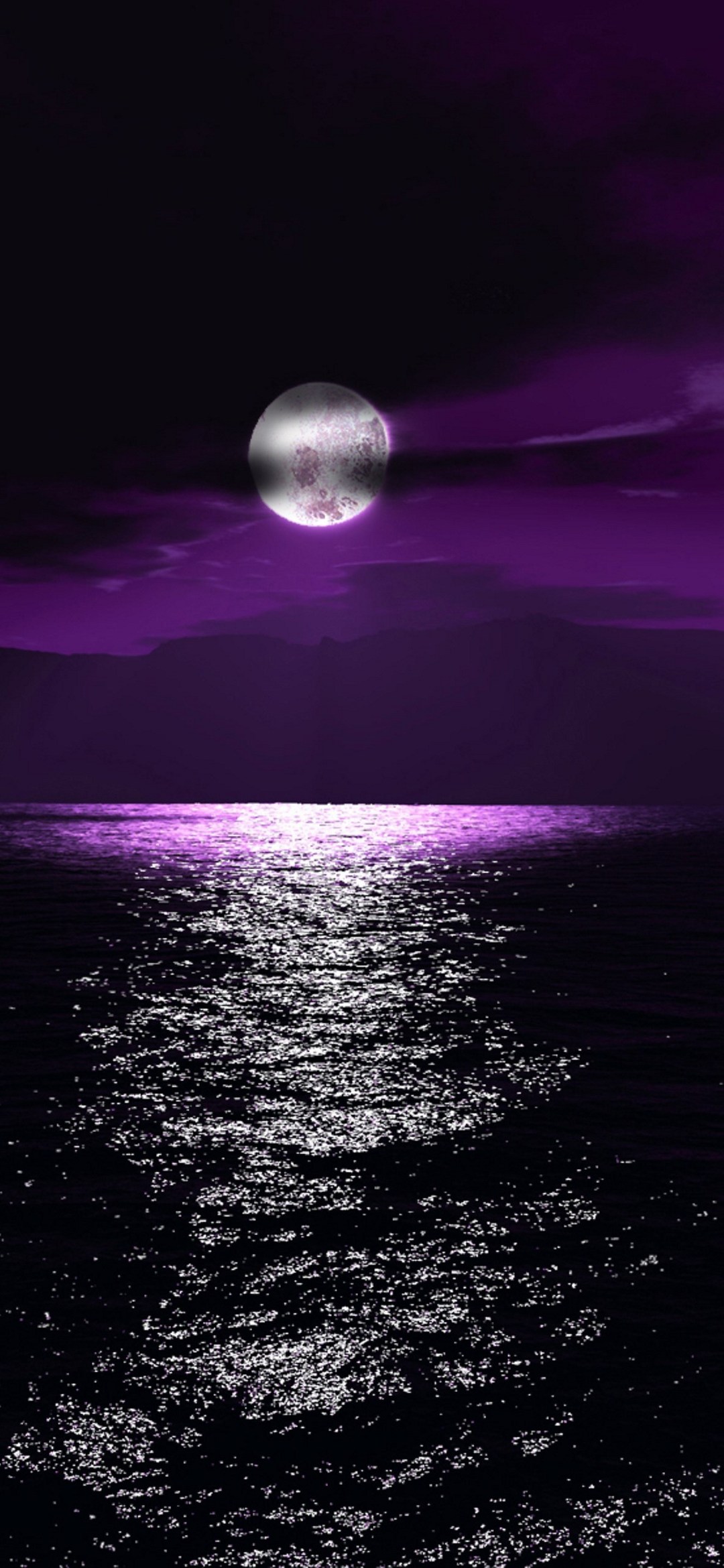 紫の月と海 Google Pixel 4a Android 壁紙 待ち受け スマラン