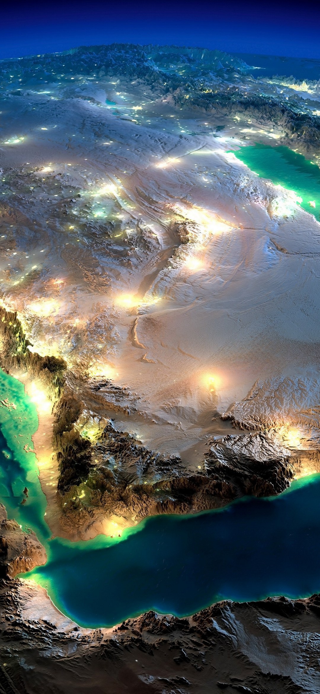 Aerial Photo Arabian Peninsula Night ZenFone 6 Android 壁紙・待ち受け