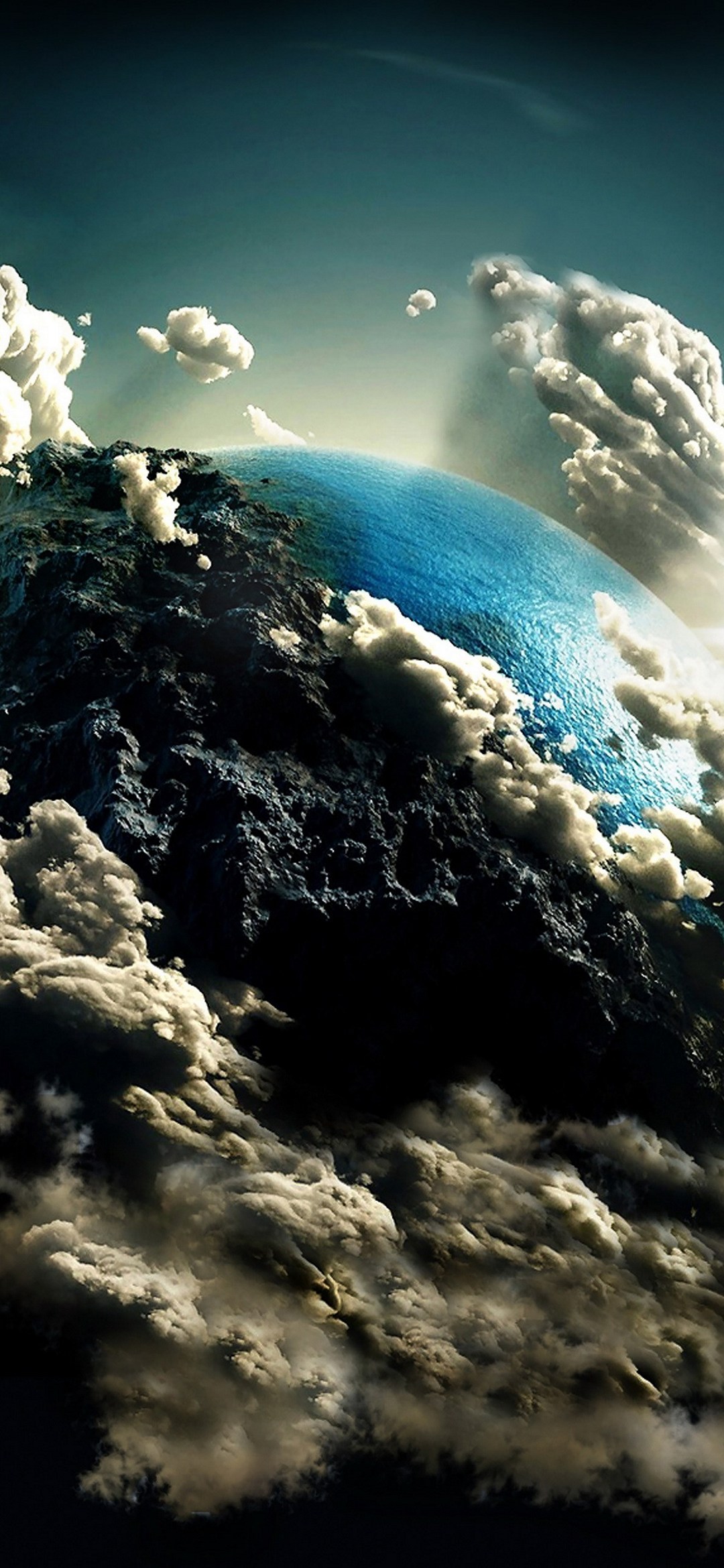 青い地球と雲と宇宙 Google Pixel 4a Android スマホ壁紙 待ち受け スマラン