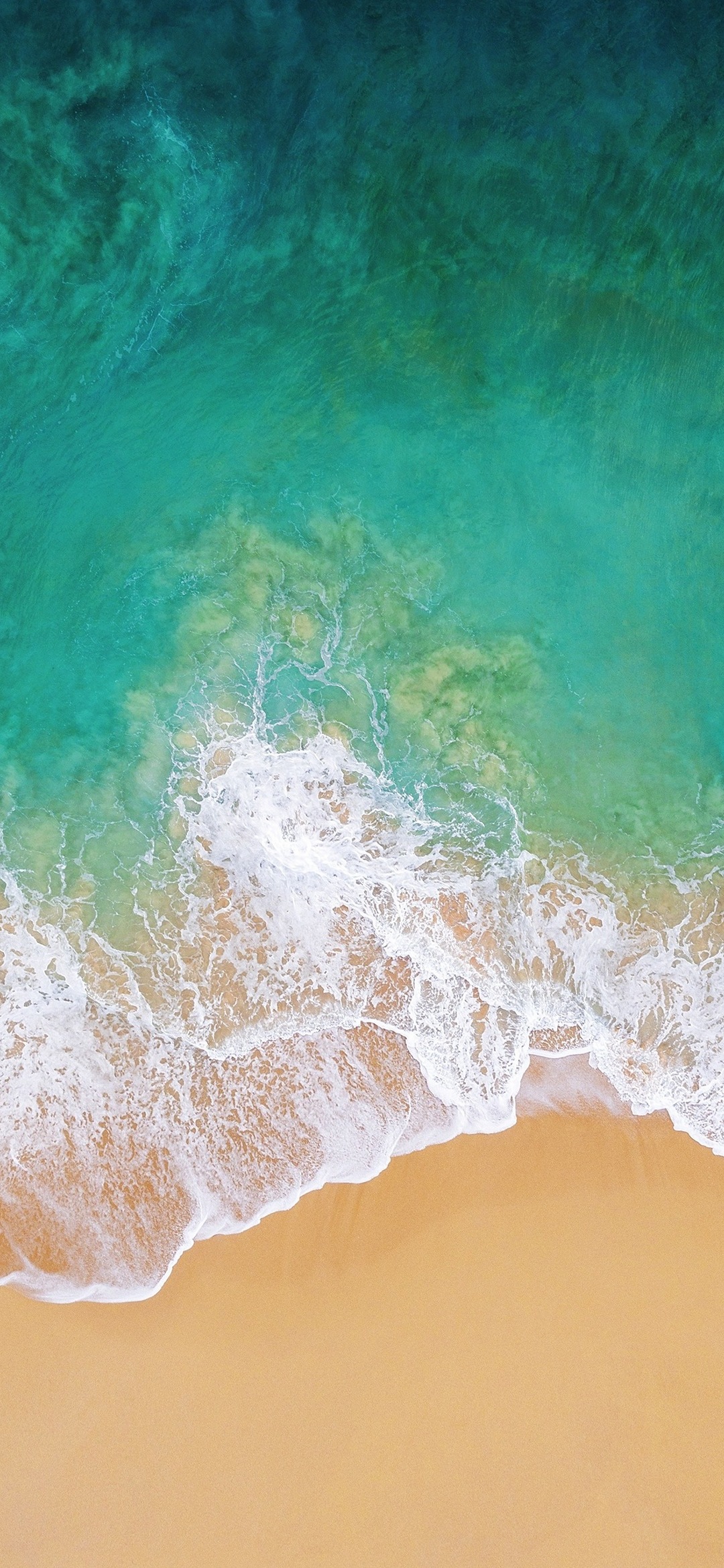 上から見た緑の海と砂浜 Google Pixel 4a Android スマホ壁紙 待ち受け スマラン