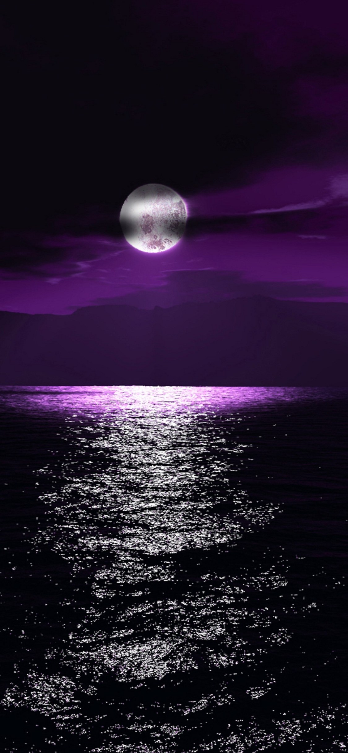 紫の月と海 Iphone X 壁紙 待ち受け スマラン