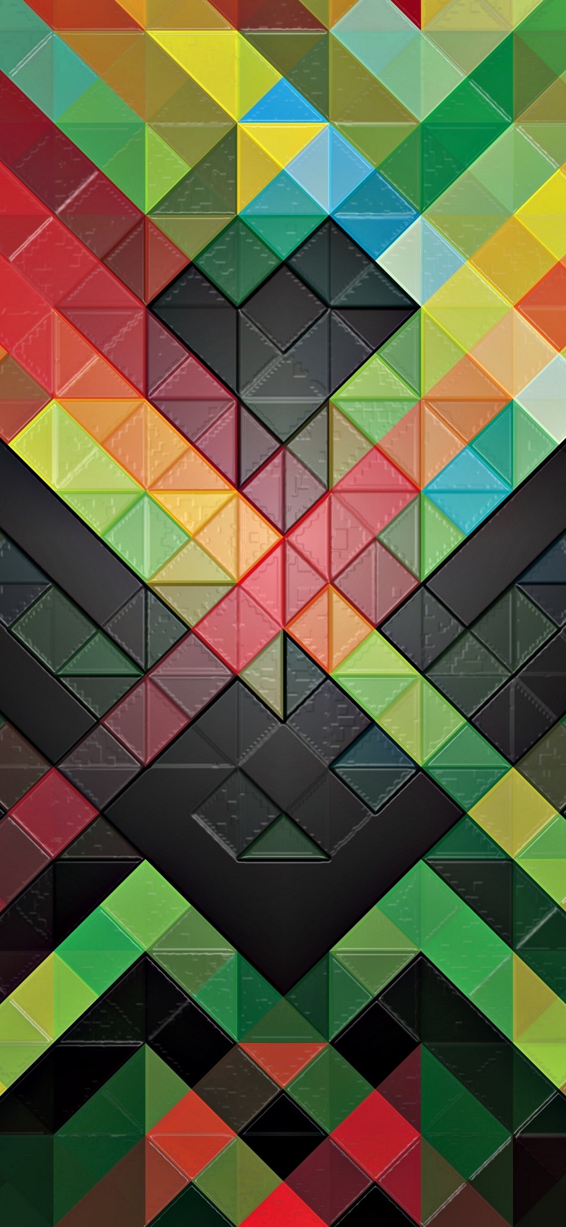 カラフルな三角のテクスチャー iPhone 11 Pro 壁紙・待ち受け