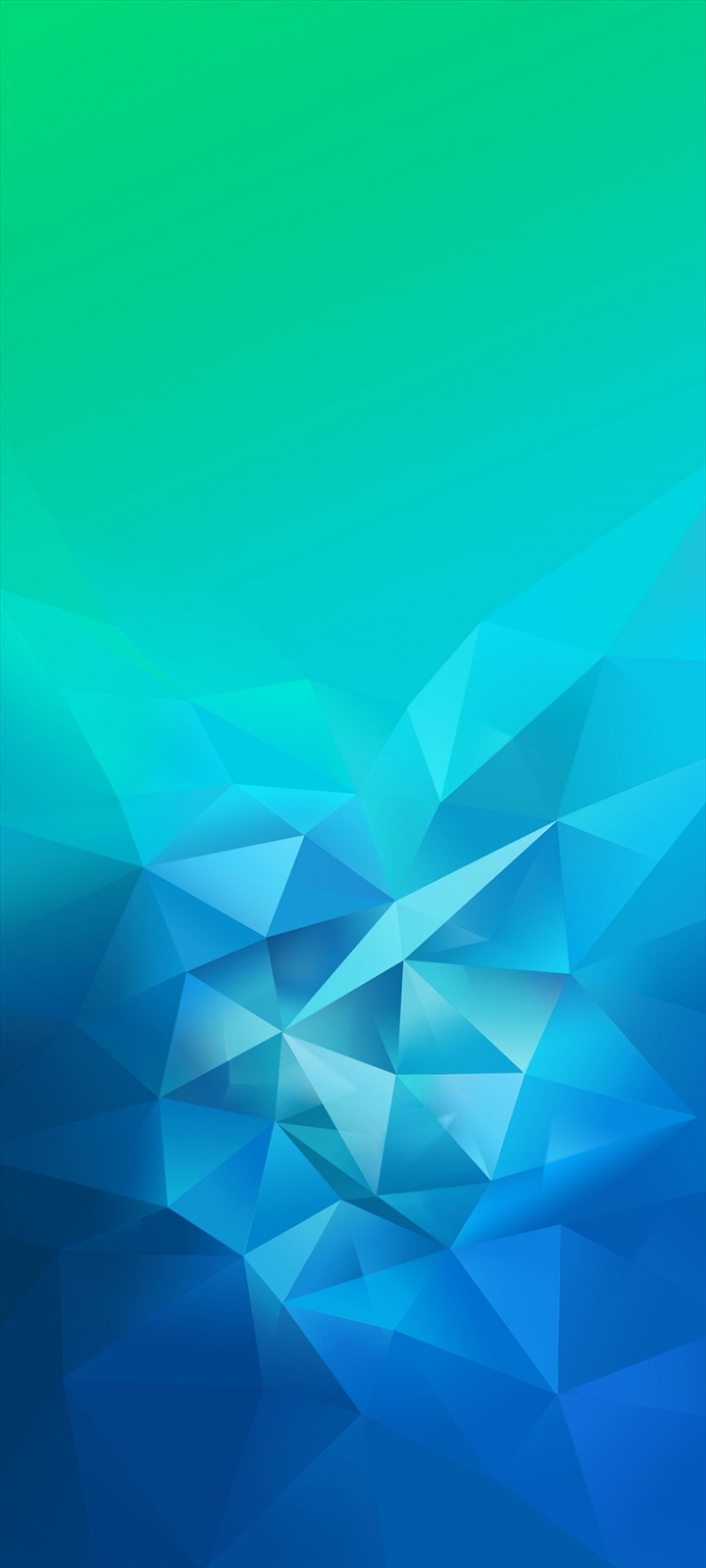 綺麗な緑 青のグラデーションのポリゴン Oppo A5 Androidスマホ壁紙 待ち受け スマラン