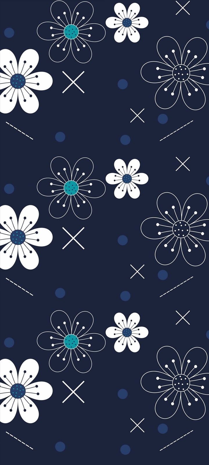 可愛い紺 白の花柄 Oppo A5 Androidスマホ壁紙 待ち受け スマラン