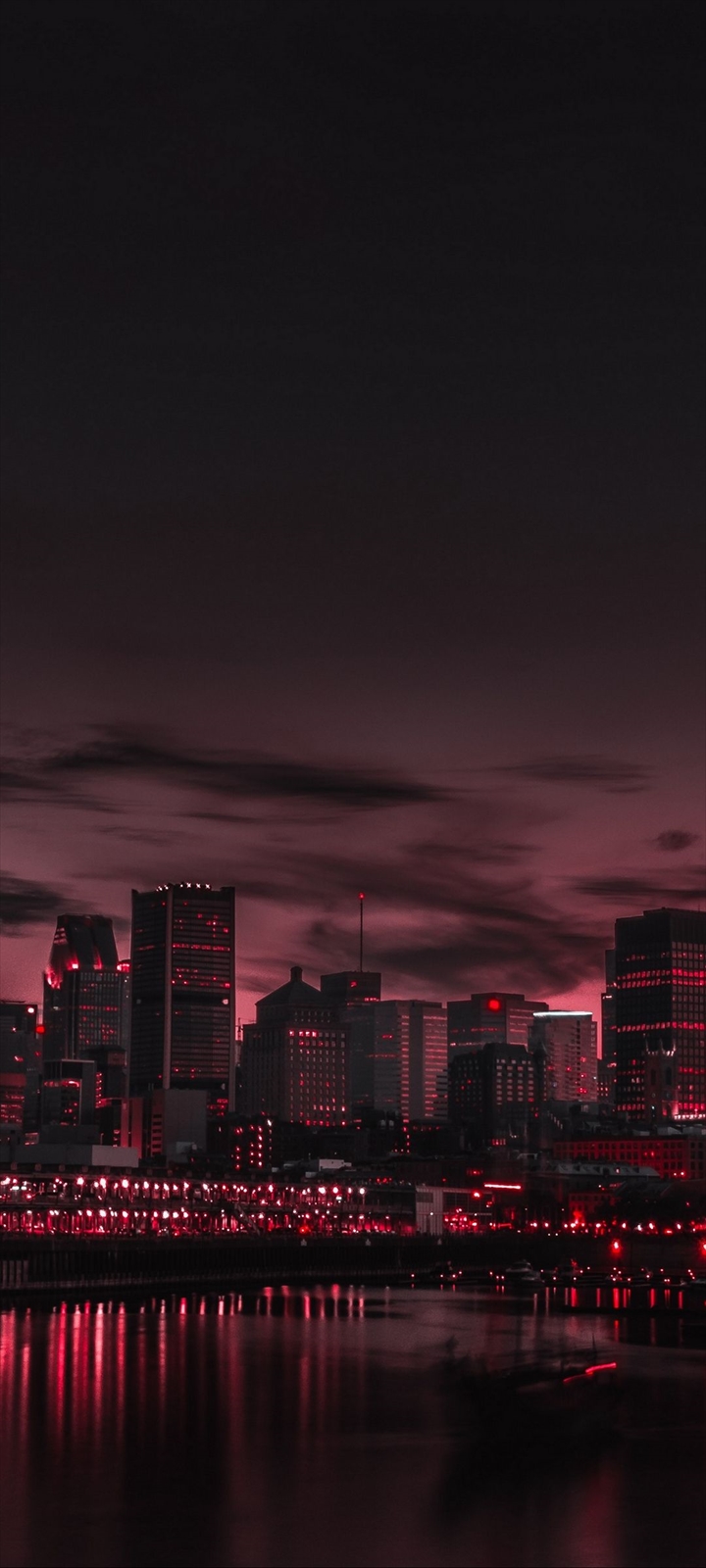 夜 赤く光る高層ビル群 Moto E7 Power Androidスマホ壁紙 待ち受け スマラン