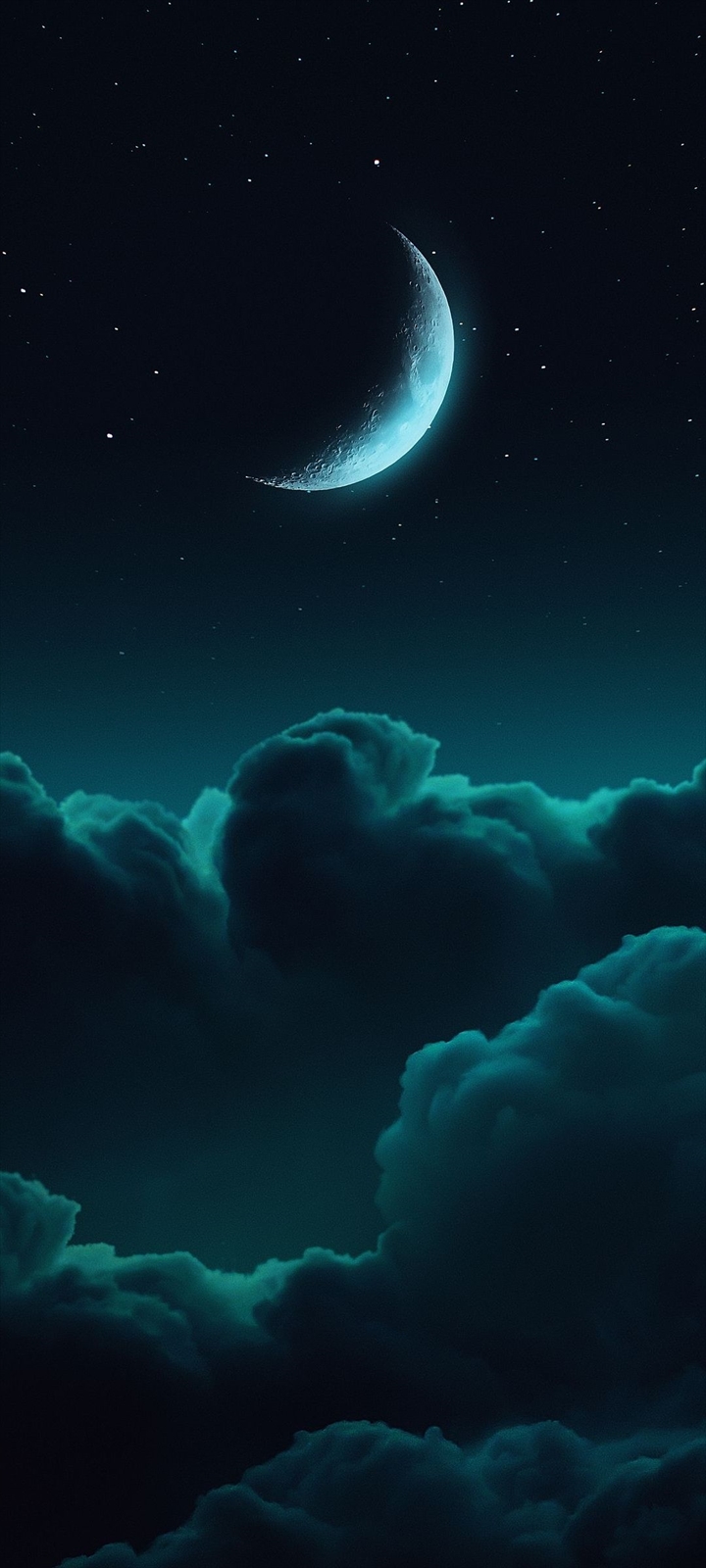 青い月と雲 Moto G30 Androidスマホ壁紙 待ち受け スマラン