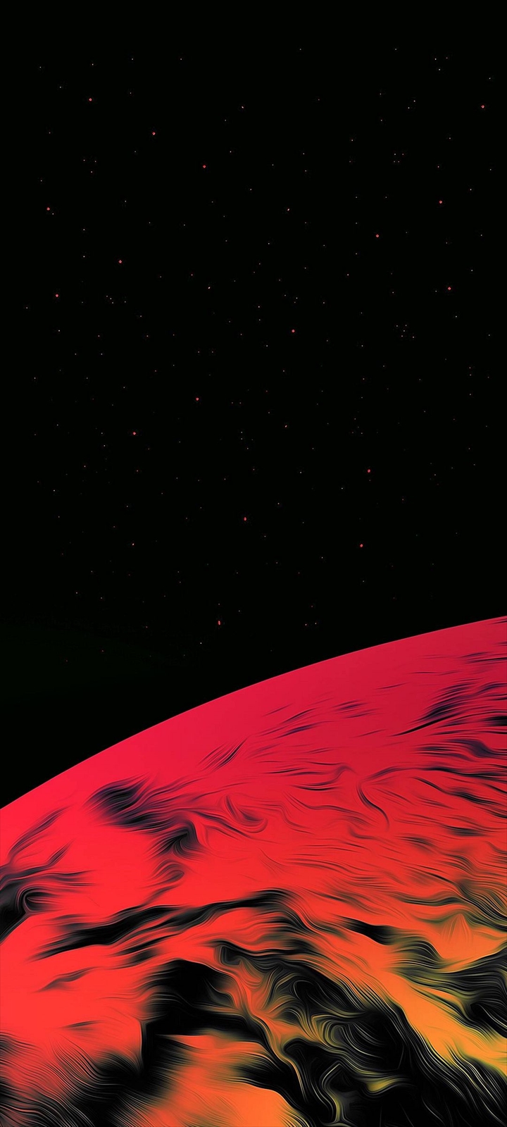 赤 黒の惑星 黒い星空 Oppo A5 Androidスマホ壁紙 待ち受け スマラン