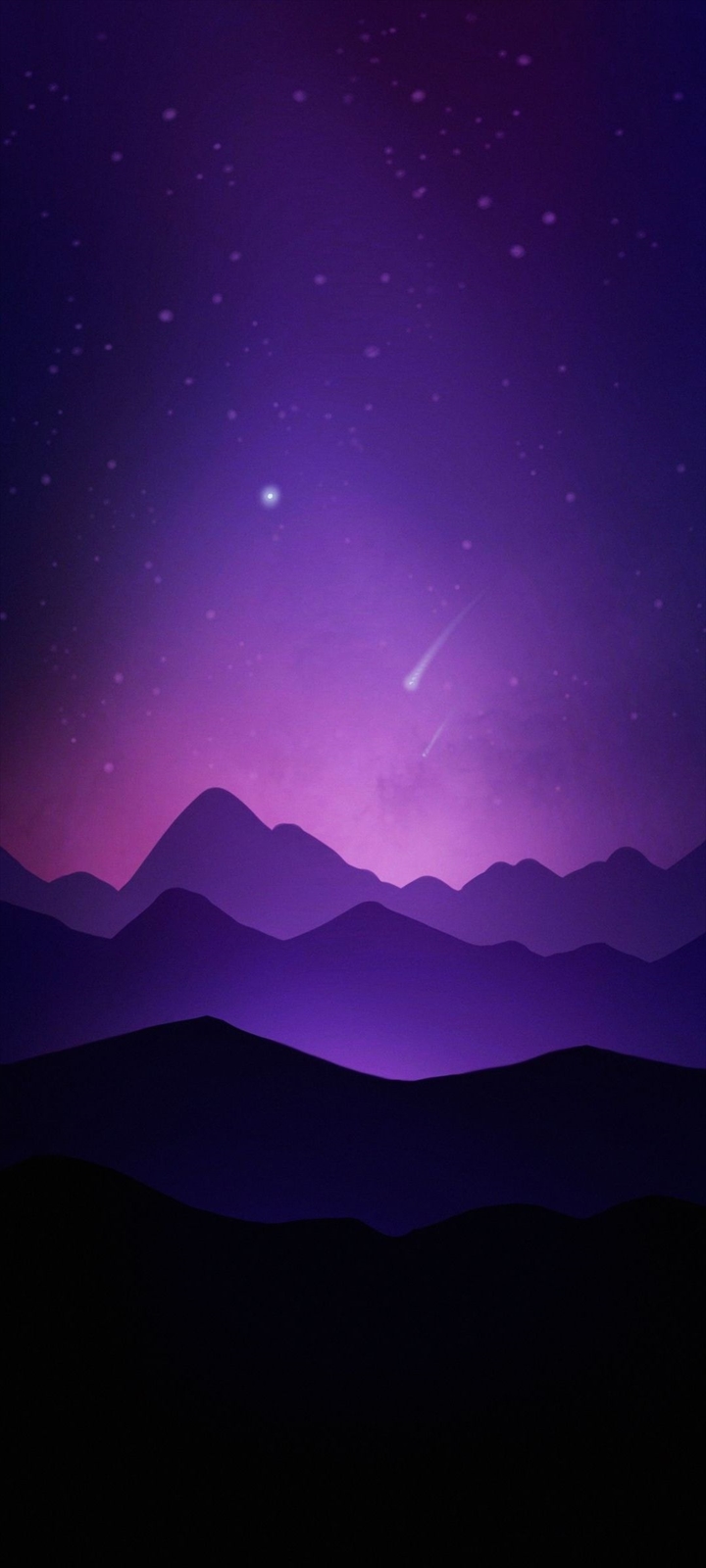 紫 グラデーション 流れ星 山 アート Oppo A5 Androidスマホ壁紙 待ち受け スマラン