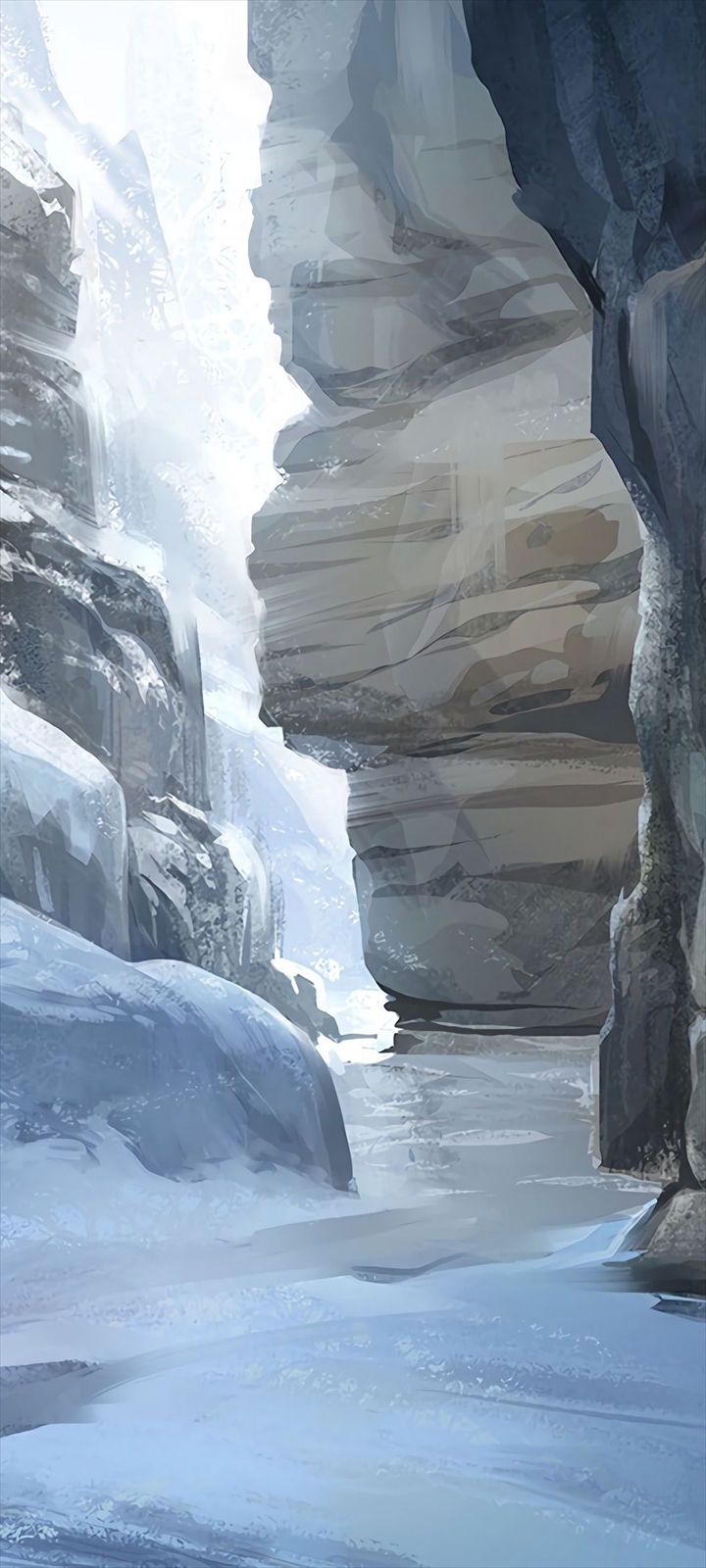 雪原地帯の崖 イラスト Moto E7 Power Androidスマホ壁紙 待ち受け スマラン