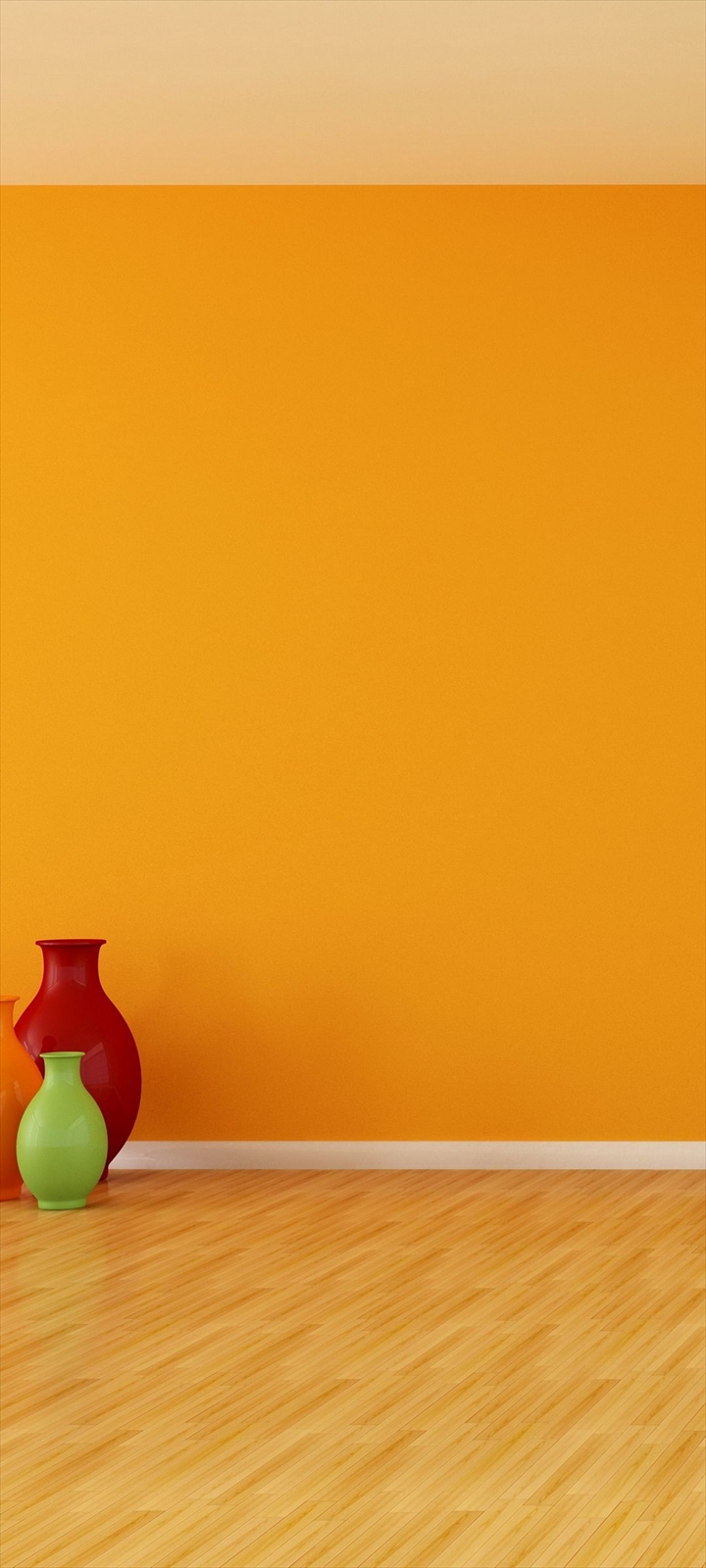 黄色い壁の部屋 赤 オレンジ 緑の壺 Oppo A5 Androidスマホ壁紙 待ち受け スマラン