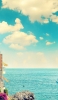 📱水色の空と海 イタリア Google Pixel 5 Android 壁紙・待ち受け