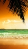 📱夕暮れ時の綺麗な砂浜と海 セピア調 iPhone 12 mini 壁紙・待ち受け