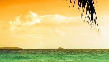 📱夕暮れ時の綺麗な砂浜と海 セピア調 iPhone 13 mini 壁紙・待ち受け
