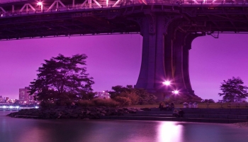 📱冷たい海と大きな橋 紫 iPhone 12 mini 壁紙・待ち受け
