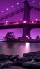 📱Purple scenery bridge, sea and stones RedMagic 5 Android 壁紙・待ち受け