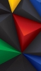 📱黄・赤・青・黒・緑 3Dの三角のポリゴン iPhone 12 mini 壁紙・待ち受け