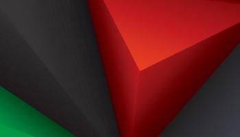📱黄・赤・青・黒・緑 3Dの三角のポリゴン iPhone 12 mini 壁紙・待ち受け