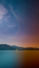 📱夕日に染まる銀河と湖と山 Google Pixel 5 Android 壁紙・待ち受け