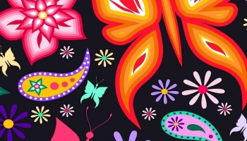 📱Colorful butterflies and flowers art black background OPPO Reno A Android 壁紙・待ち受け