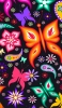 📱ピンクや紫やオレンジの蝶や花のアート Find X Android 壁紙・待ち受け