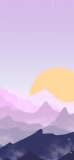 📱薄い紫 星と山 月の美しいイラスト iPhone 12 mini 壁紙・待ち受け