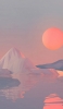 📱南極 夕日と氷山のイラスト Find X Android 壁紙・待ち受け
