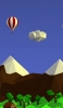 📱赤と白の気球 雪山 木の小屋 ポリゴンのアート Google Pixel 4a Android 壁紙・待ち受け