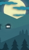 📱満月と緑の小屋と森とイラスト iPhone 13 mini 壁紙・待ち受け