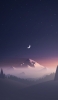 📱Night crescent moon perfect star snow mountain illustration ROG Phone 3 Android 壁紙・待ち受け