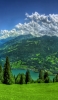 📱湖と緑のある山と青空 iPhone 11 Pro 壁紙・待ち受け