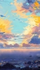 📱黄色の雲と青い空と沼地 iPhone XS 壁紙・待ち受け