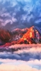 📱煙立ち込める火山のイラスト iPhone XS 壁紙・待ち受け