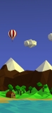 📱連なる雪山と気球と雲と小屋と海 iPhone 11 Pro 壁紙・待ち受け