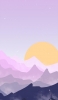 📱薄い紫の空と山と黄色い月 iPhone 12 壁紙・待ち受け