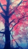 📱赤い葉の大木 iPhone 12 壁紙・待ち受け