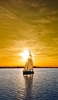 📱青い海 航海するヨット 金色 iPhone 12 Pro 壁紙・待ち受け