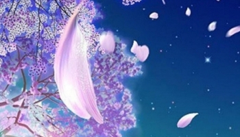 📱舞い散る紫の花 iPhone 13 壁紙・待ち受け