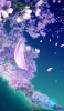 📱舞い散る紫の花 夜 星空 iPhone 13 Pro 壁紙・待ち受け
