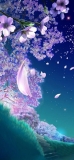 📱舞い散る紫の花 夜 星空 iPhone 12 Pro 壁紙・待ち受け