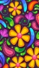 📱サイケな色 ポップな花のイラスト iPhone 12 Pro 壁紙・待ち受け
