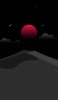 📱赤い太陽 流星 黒い山のイラスト iPhone 12 壁紙・待ち受け