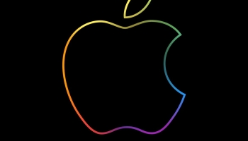 📱虹色のアップルのロゴマーク iPhone 13 壁紙・待ち受け