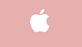 📱パステルカラー ピンク アップルのロゴマーク iPhone 12 壁紙・待ち受け