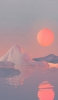 📱夕日と雪山のイラスト iPhone 13 Pro Max 壁紙・待ち受け
