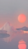 📱海に鏡面する雪山と夕日 iPhone XS Max 壁紙・待ち受け