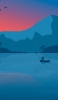 📱雪山と湖と釣り人 iPhone 13 Pro Max 壁紙・待ち受け
