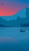 📱雪山と湖と釣り人 iPhone 12 Pro Max 壁紙・待ち受け